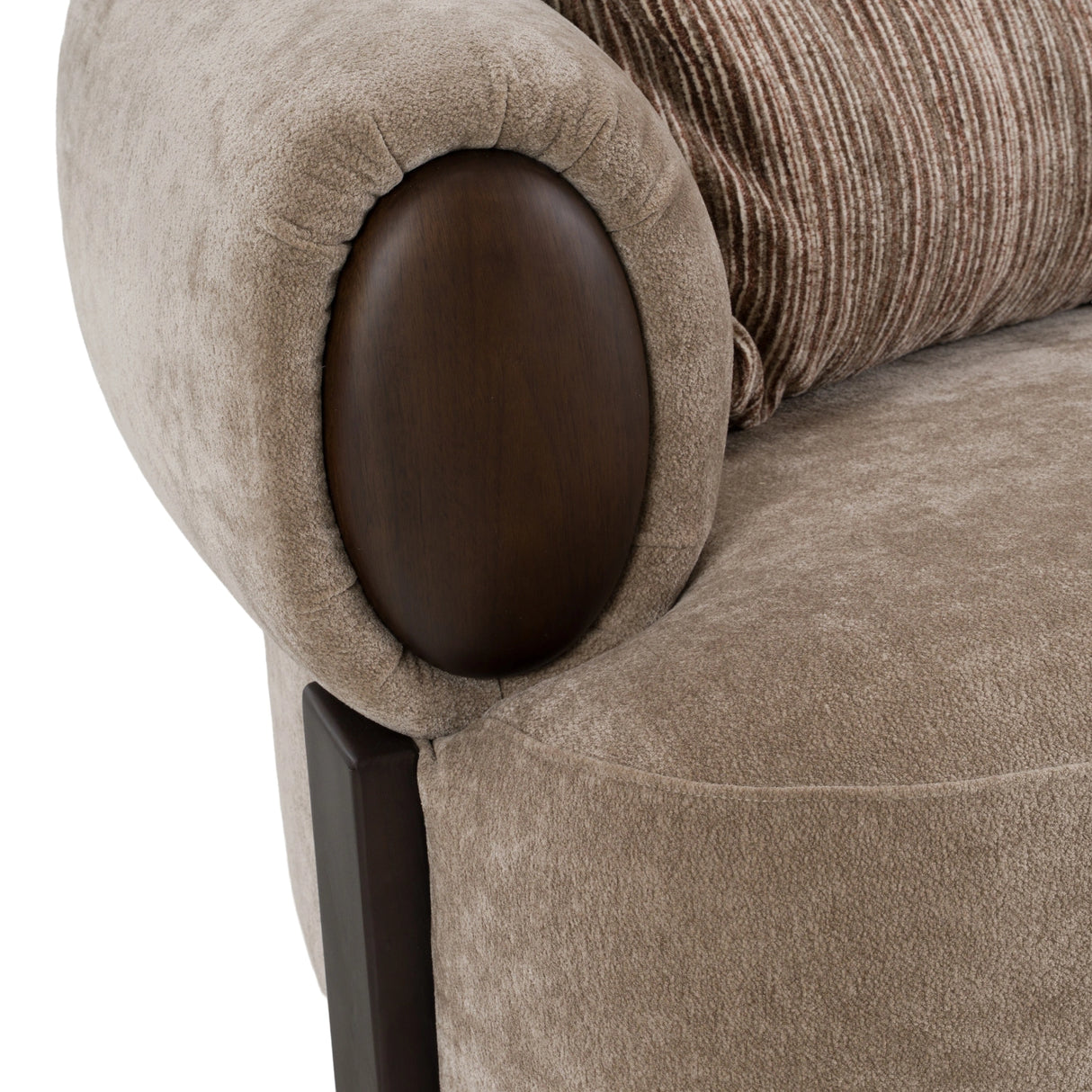 Arnaud - Modern Tan Fabric + Brown Oak Loveseat Sofa
