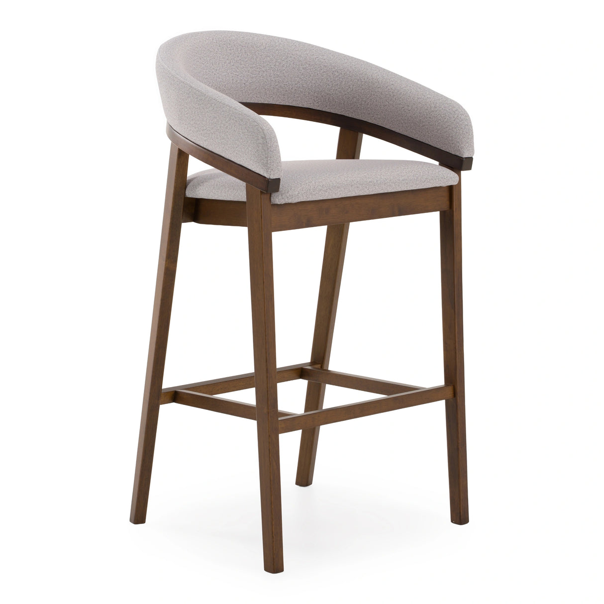 Truman - Mid-Century Modern Grey + Walnut Bar Chair (Set of 2)