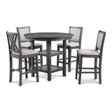 Amy 5 Pc 42" Round Counter Dining Set-Gray