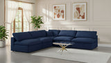 Serene Navy Linen Fabric Deluxe Cloud Modular Sectional