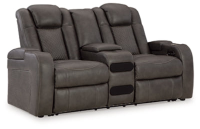 Fyne-Dyme Power Reclining Loveseat with Console - galleria furniture outlet