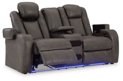 Fyne-Dyme Power Reclining Loveseat with Console - galleria furniture outlet