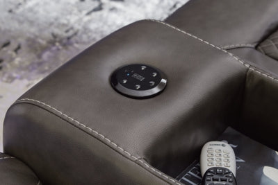 Fyne-Dyme Power Reclining Loveseat with Console - galleria furniture outlet