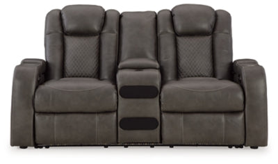 Fyne-Dyme Power Reclining Loveseat with Console - galleria furniture outlet