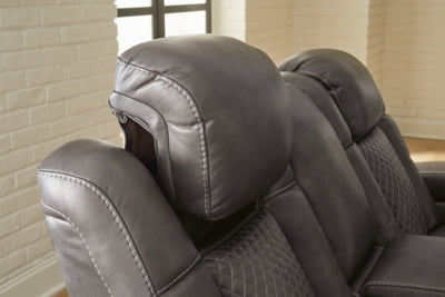 Fyne-Dyme Power Reclining Loveseat with Console - galleria furniture outlet