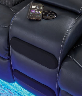 Fyne-Dyme Power Reclining Loveseat with Console - galleria furniture outlet