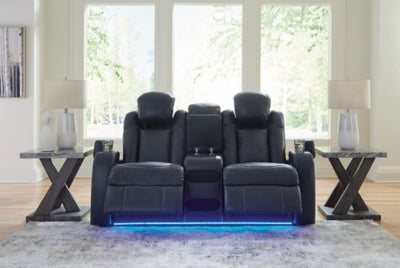 Fyne-Dyme Power Reclining Loveseat with Console - galleria furniture outlet