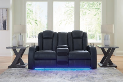 Fyne-Dyme Power Reclining Loveseat with Console - galleria furniture outlet