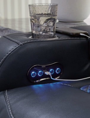 Fyne-Dyme Power Reclining Loveseat with Console - galleria furniture outlet