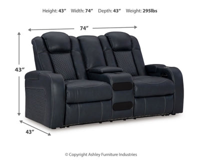 Fyne-Dyme Power Reclining Loveseat with Console - galleria furniture outlet