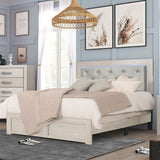 Crown Mark Furniture Jaylen King Upholstered Panel Bed in Gray