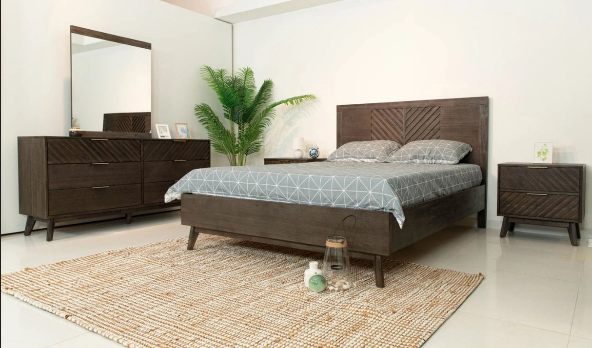 Daisy Mid-Century Dark Acacia Bed