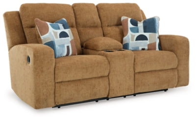 Kanlow Reclining Loveseat with Console - galleria furniture outlet