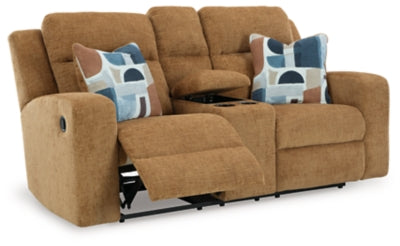 Kanlow Reclining Loveseat with Console - galleria furniture outlet