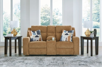 Kanlow Reclining Loveseat with Console - galleria furniture outlet