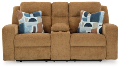 Kanlow Reclining Loveseat with Console - galleria furniture outlet