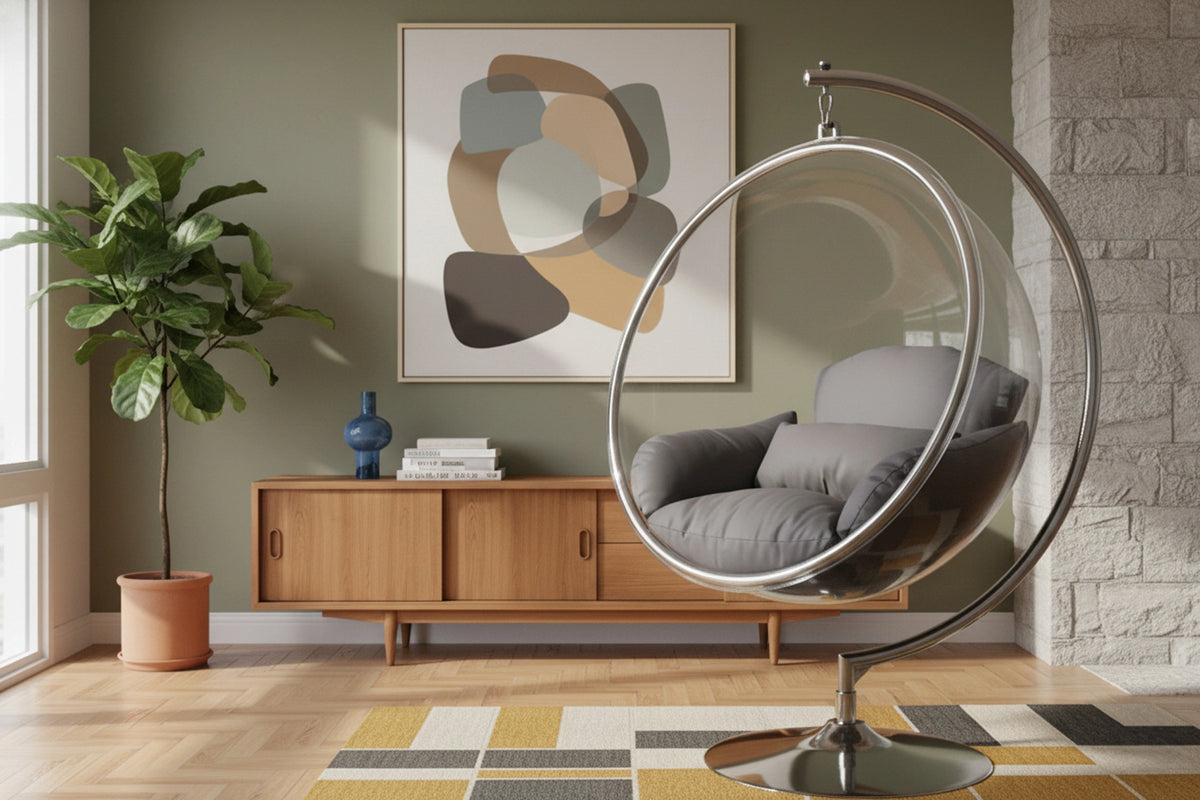 Luna Grey Durable Fabric Acrylic Swing Chair