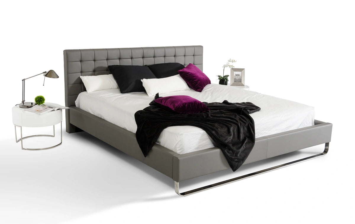 Gemma Modern Grey Leatherette Bed