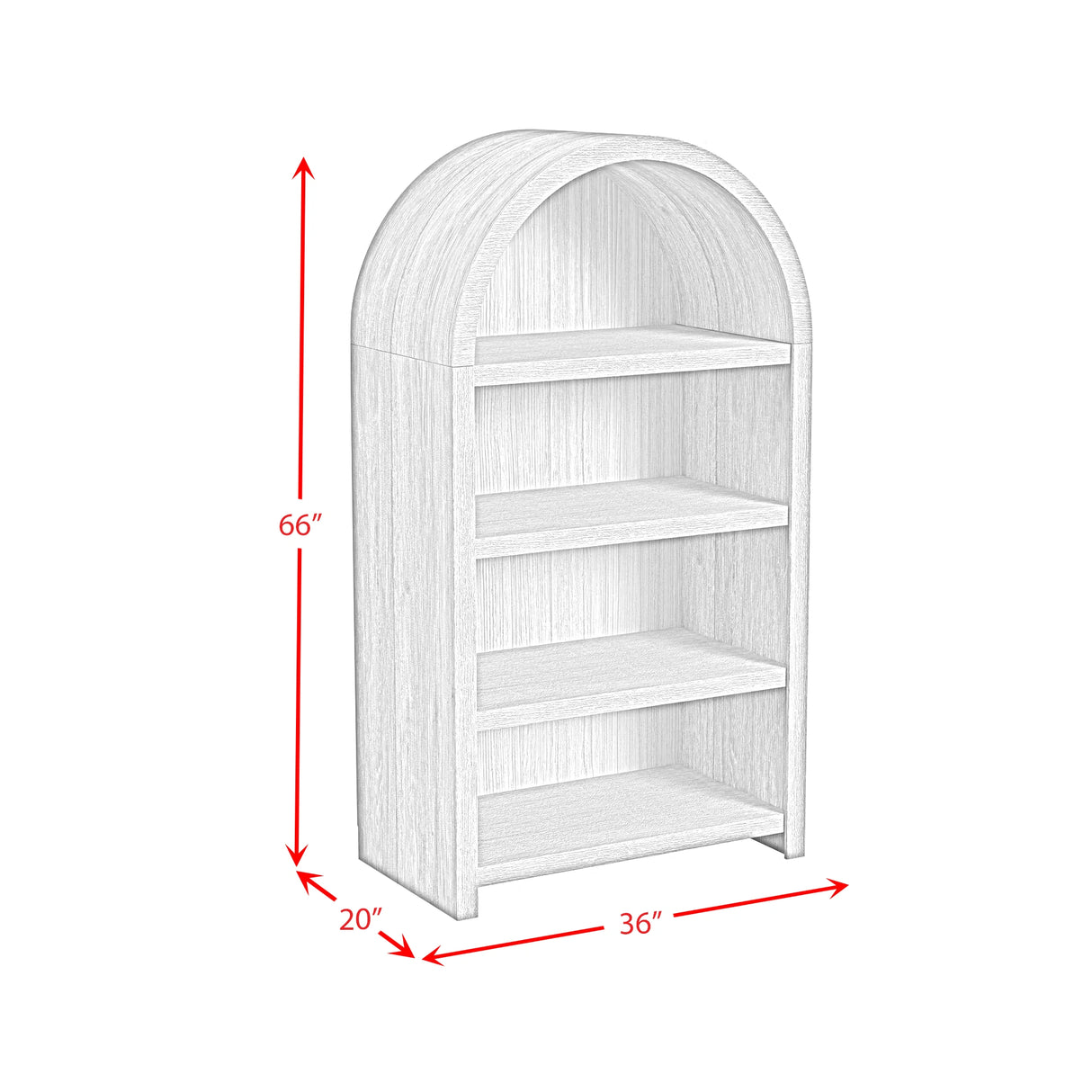 Ridgemont Open Bookcase in Black with Grain
