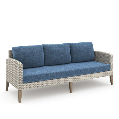 Carezza 5 Pc Set - Sofa, 2 Club Chairs, 2 Stools-Dark Blue