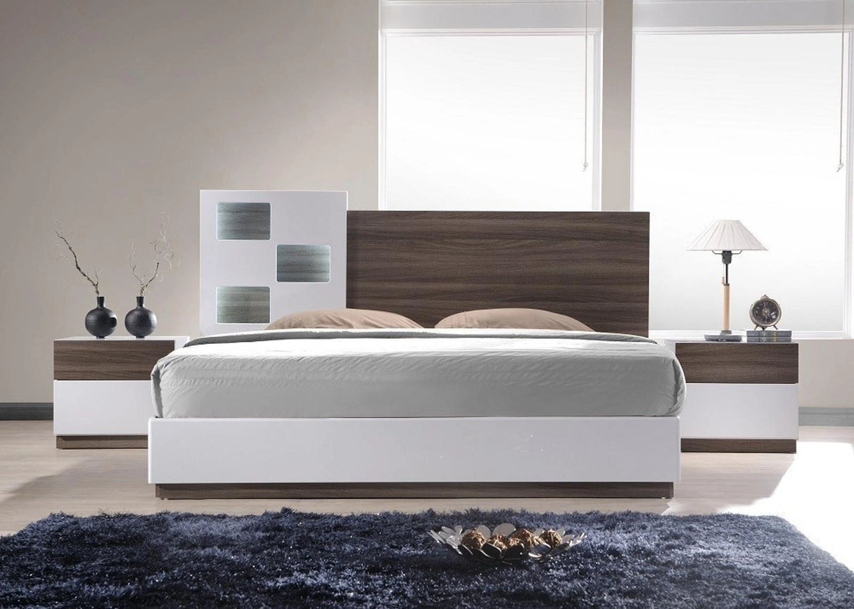 J&M Furniture Sanremo A King Panel Bed in Walnut Veneer