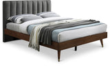 Vance Grey Linen Fabric Queen Bed (3 Boxes)