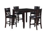 GIA 5PC 42" SQUARE COUNTER TABLE & 4 CHAIRS-EBONY