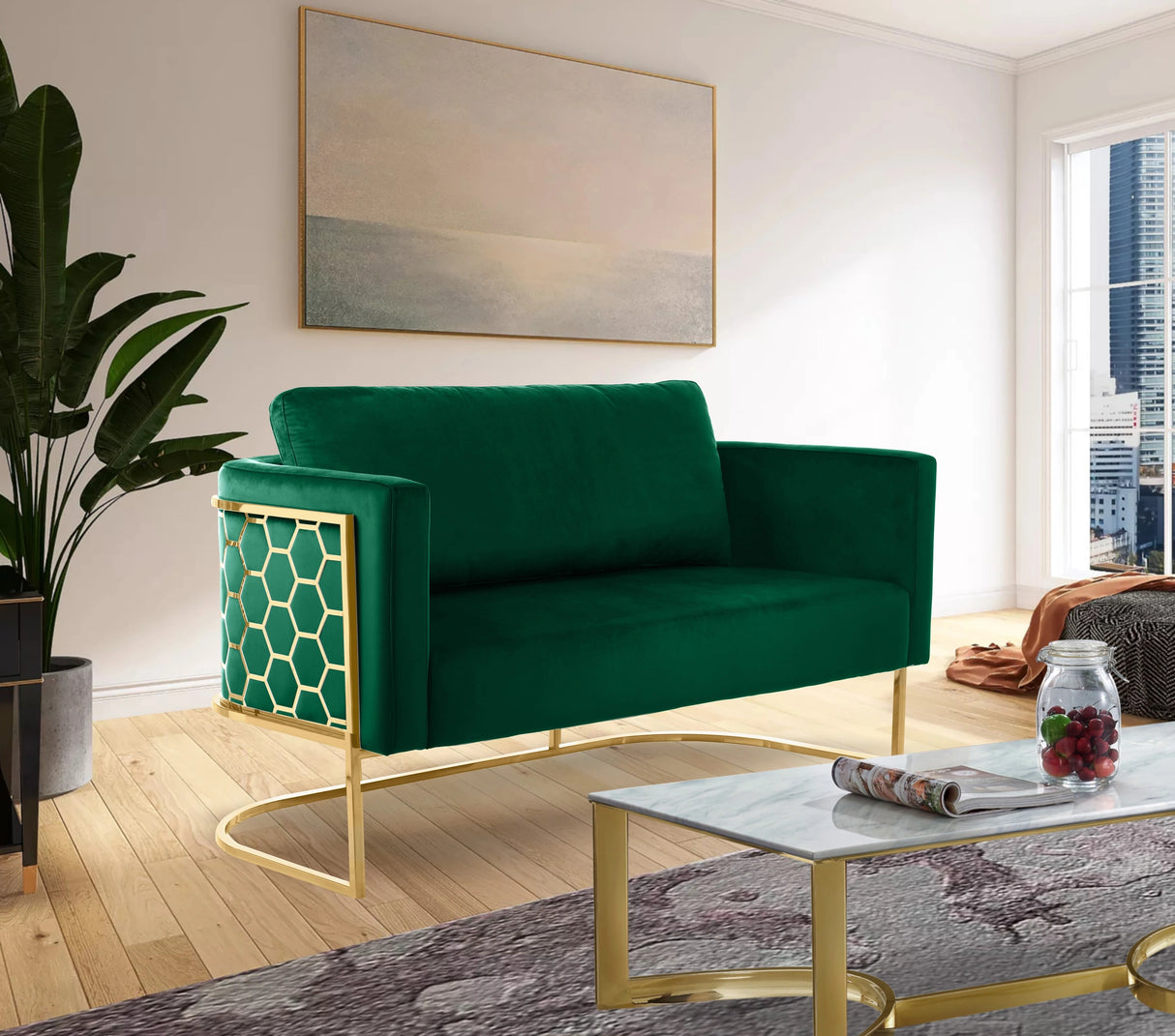 Casa Green Velvet Loveseat