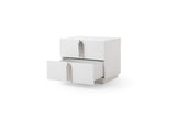 Token - Modern White + Stainless Steel 4-Piece Bedroom Set