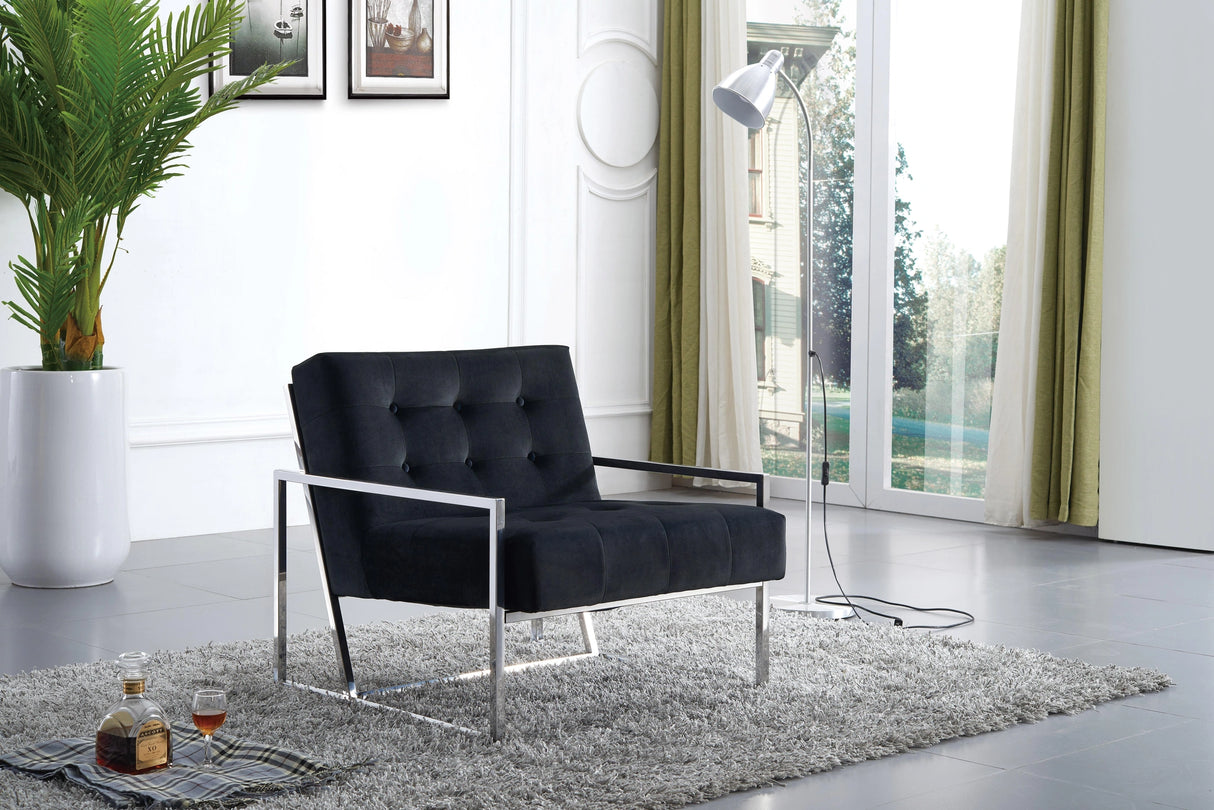 Alexis Black Velvet Accent Chair