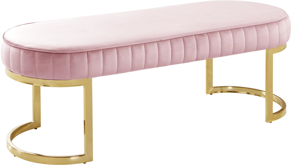 Lemar Pink Velvet Bench