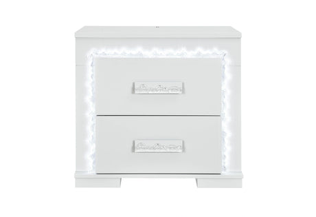 Naomi Silver Marble Nightstand with LED