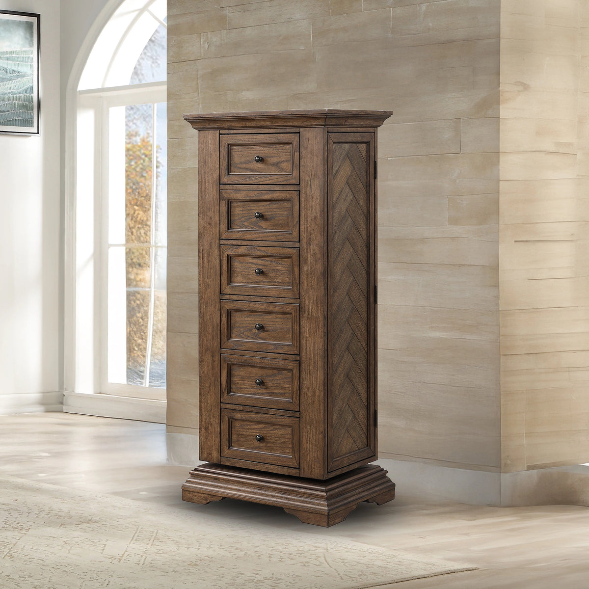 Mar Vista Swivel Lingerie Chest W/Mirror-Walnut