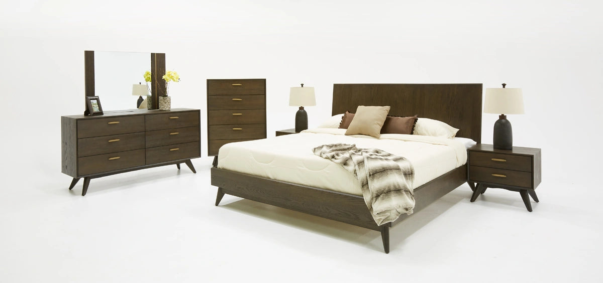 Novak Modern Dark Oak Bed