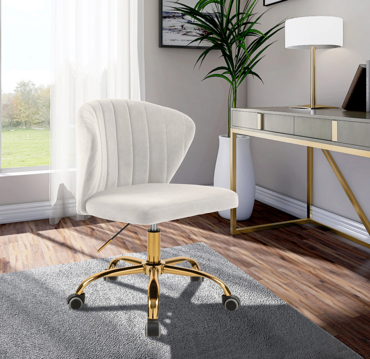 Finley Cream Velvet Office Chair