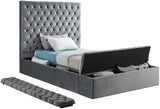 Bliss Grey Velvet Twin Bed (3 Boxes)