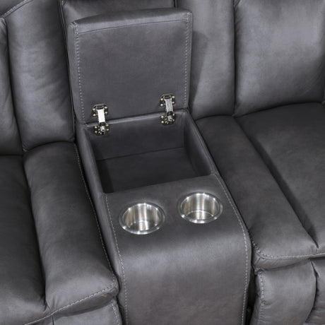 Morello Console Loveseat W/ Dual Recliners-Gray