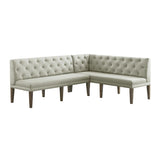 Elements International Collins Sectional Sofa Dining Set in Light Gray image