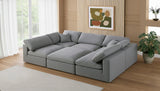 Serene Grey Linen Fabric Deluxe Cloud Modular Sectional