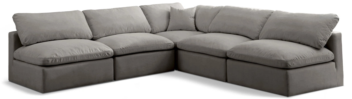 Plush Grey Velvet Standard Cloud Modular Sectional