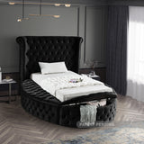 Luxus Black Velvet Twin Bed (3 Boxes)