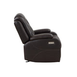 JOSHUA LEATHER GLIDER RECLINER - DK BROWN
