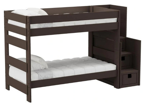 Elements International Cali Kids Twin over Twin Bunk Bed with Staircase in Brown image