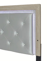 Crown Mark Furniture Jaylen King Upholstered Panel Bed in Gray