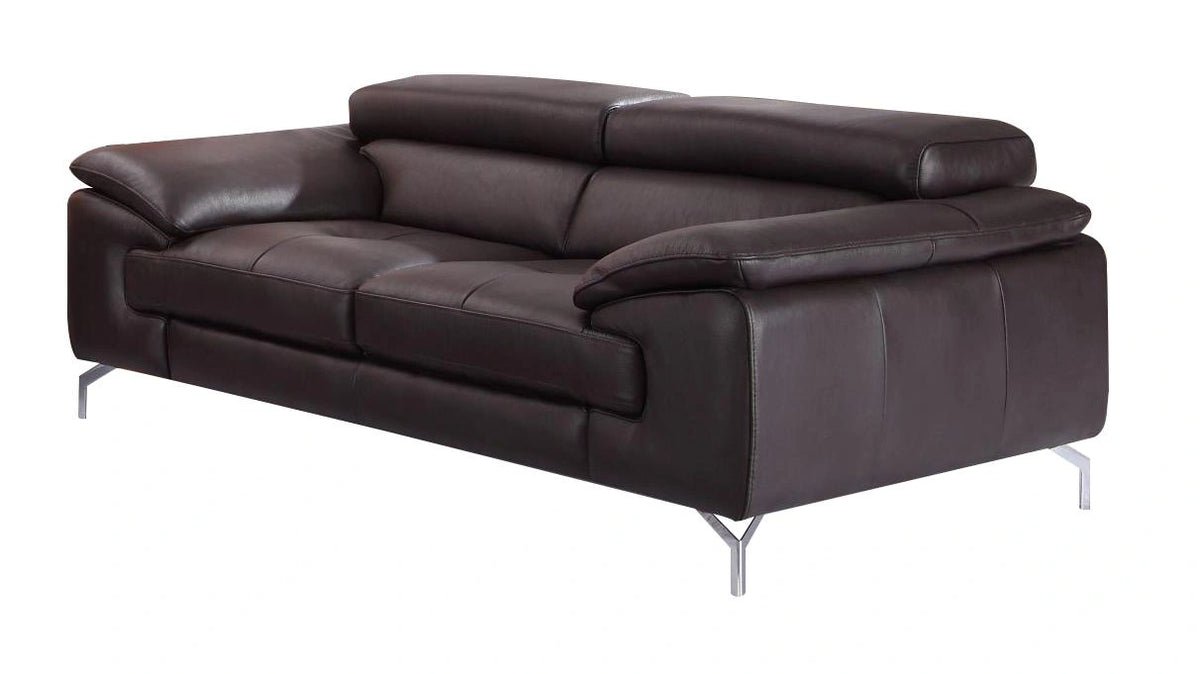 J&M Furniture A973 Italian Leather Sofa  in Coffee