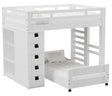 Elements International Cali Kids Twin Over Twin Bookcase Loft Bed in White image