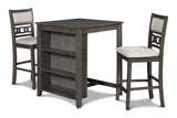 Gia 3 Pc 30" Storage Counter Table & 2 Chairs-Gray