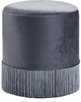 Teddy Grey Velvet Ottoman/Stool