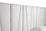 Nixa Modern White Bonded Leather & Gold Bed