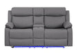 U6026 Grey Pu 46A Console Reclining Loveseat with LED and Speaker